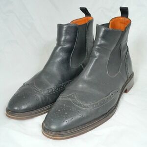 Johnston & Murphy Mens Black Leather Wingtip Chelsea Boots Size 9M